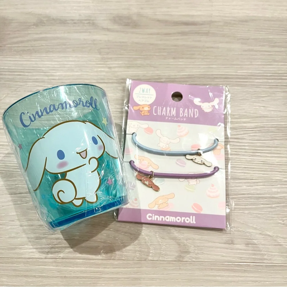 BUNDLE!! Sanrio Cinnamonroll Mini Cup and Elastic Hair Ties with Charms